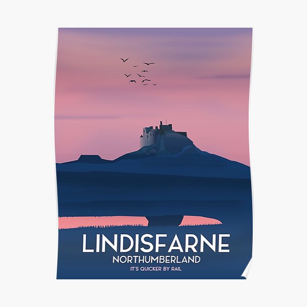 Lindisfarne Northumberland travel poster. Poster