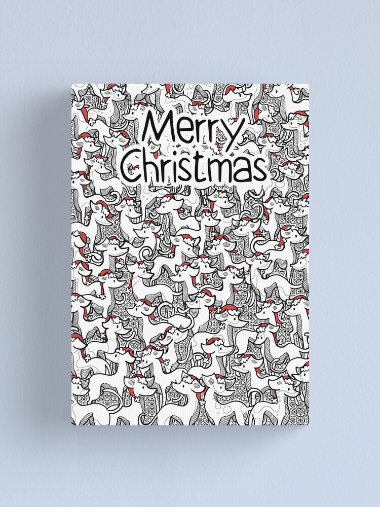 Alternate view of Merry Christmas Hounds in Hats Canvas Print