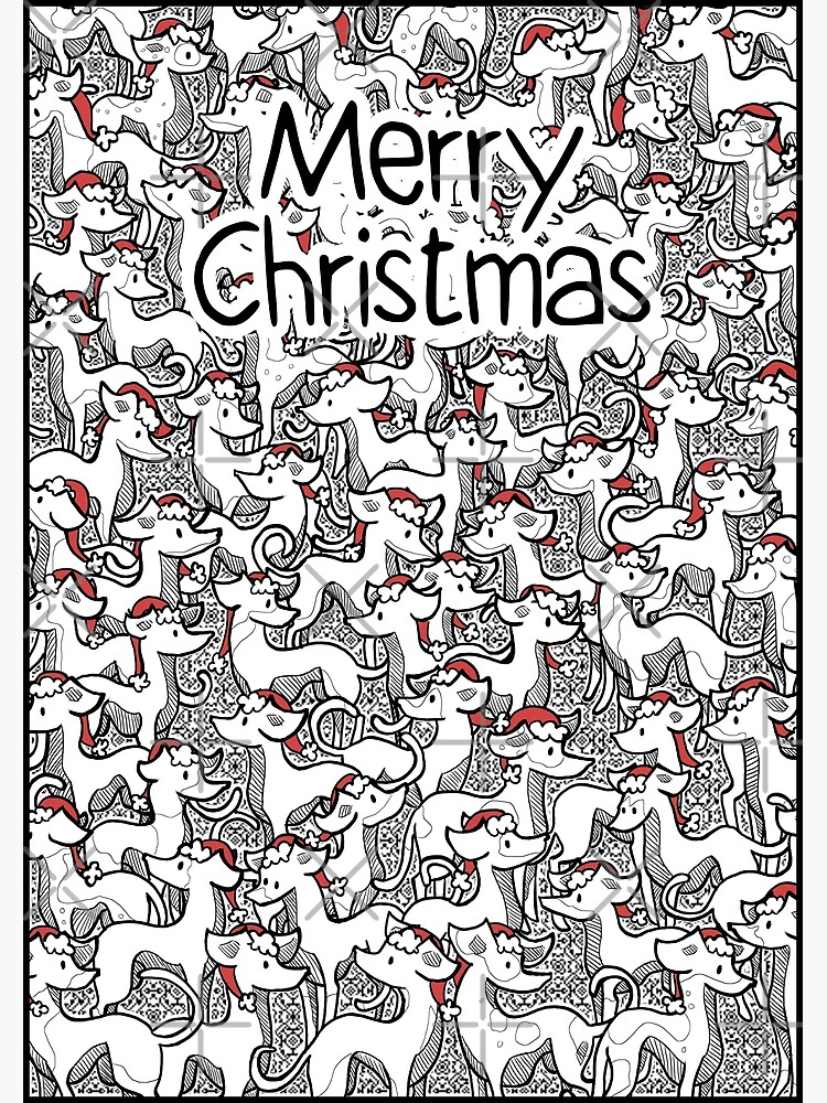 Merry Christmas Hounds in Hats by elspethrose