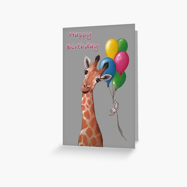 Carte De Vœux Anniversaire De Girafe Par Kpc Art Redbubble