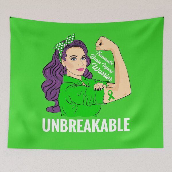 Item preview, Traumatic Brain Injury Awareness TBI Warrior Unbreakable designed and sold by ZNOVANNA.