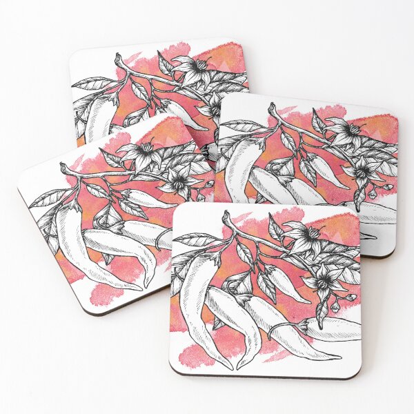 Item preview, Hot cayenne pepper watercolor ink illustration designed and sold by RedFinchDesigns.
