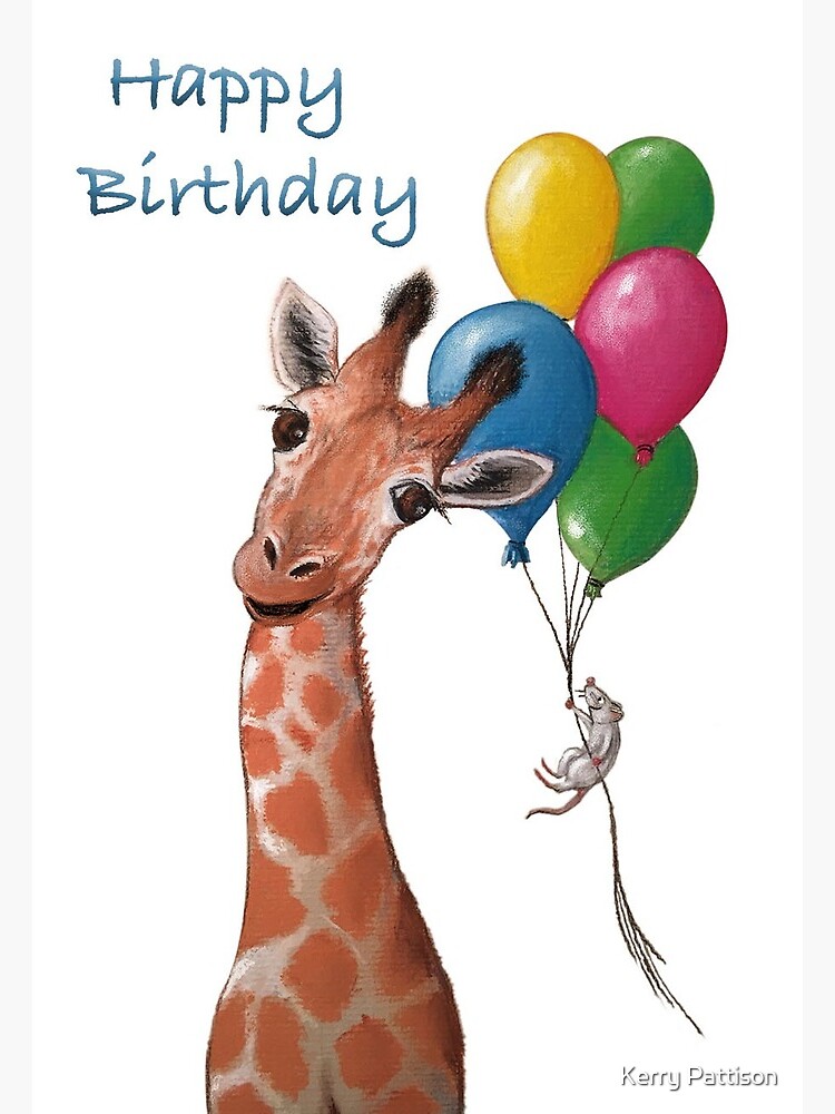 Carte De Vœux Anniversaire De Girafe Par Kpc Art Redbubble