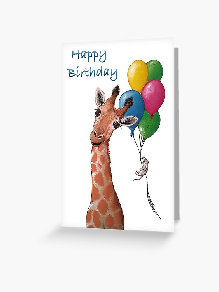 Carte De Vœux Anniversaire De Girafe Par Kpc Art Redbubble
