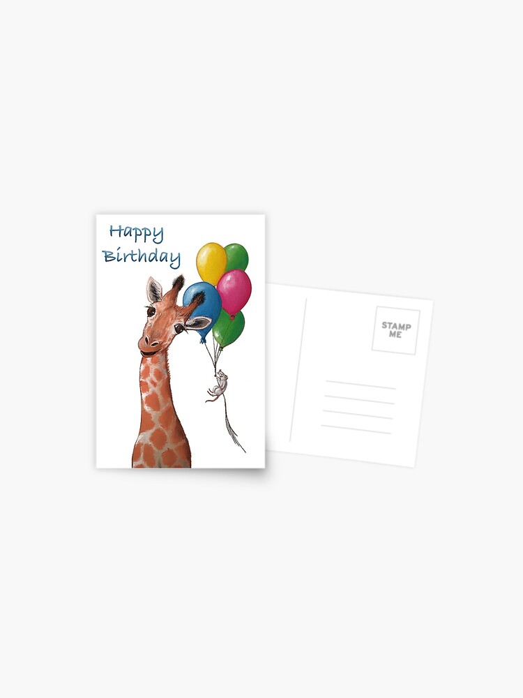 Carte Postale Anniversaire De Girafe Par Kpc Art Redbubble