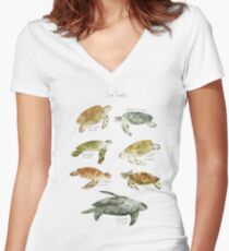 Meeresschildkröten Shirt mit V-Ausschnitt