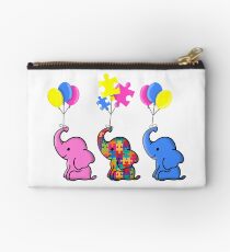 Autism Awareness Sticker Blue Elephant Zipper Pouch