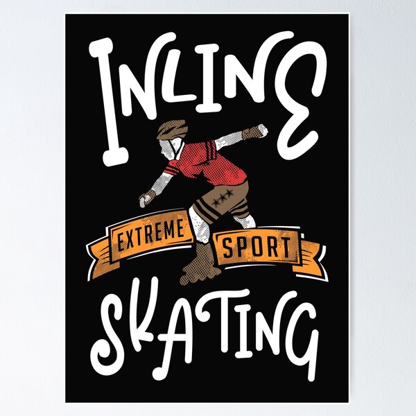 Athlete Skater Inline Speed Skating Cartoon Retro Drawing Posters, Art  Prints by - Interior Wall Decor #1694526