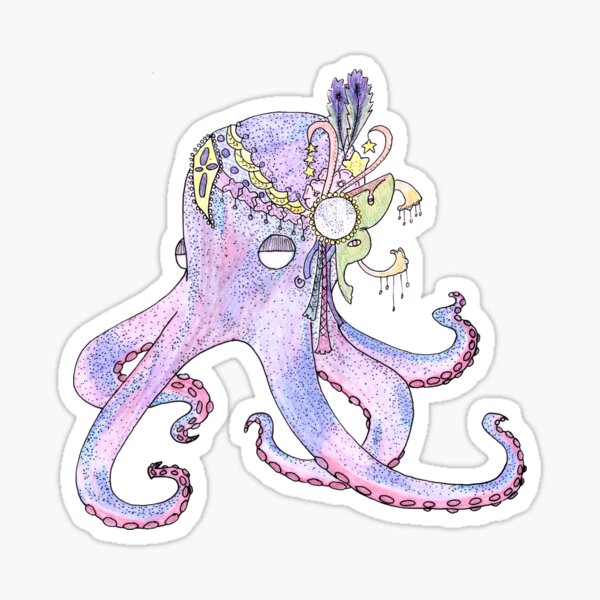 Spring Art Nouveau Octopus Sticker