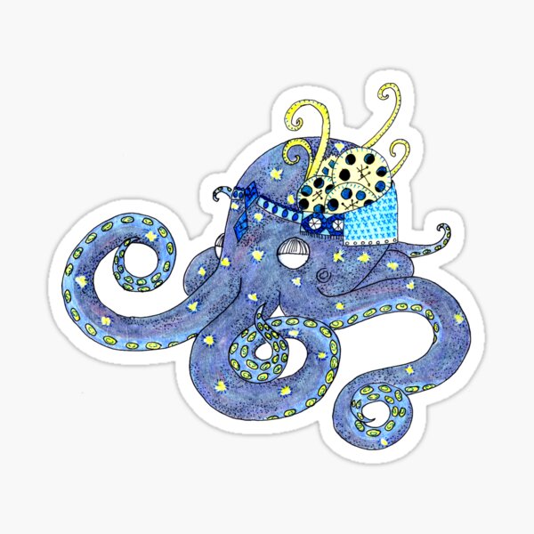 Celestial Art Nouveau Octopus Sticker