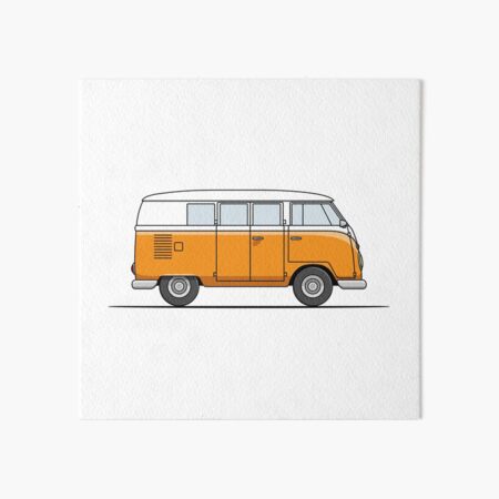 VW Campervan inspired art prints picture gift signed Snow Bus Skiing