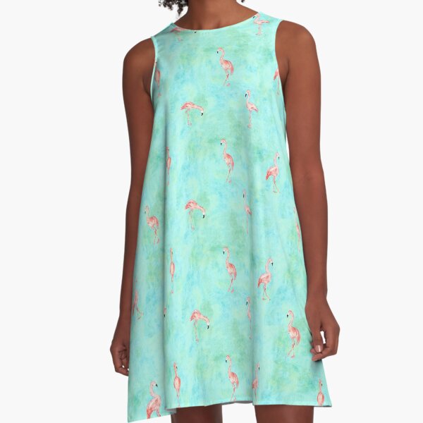 Watercolor Flamingo Pattern A-Line Dress