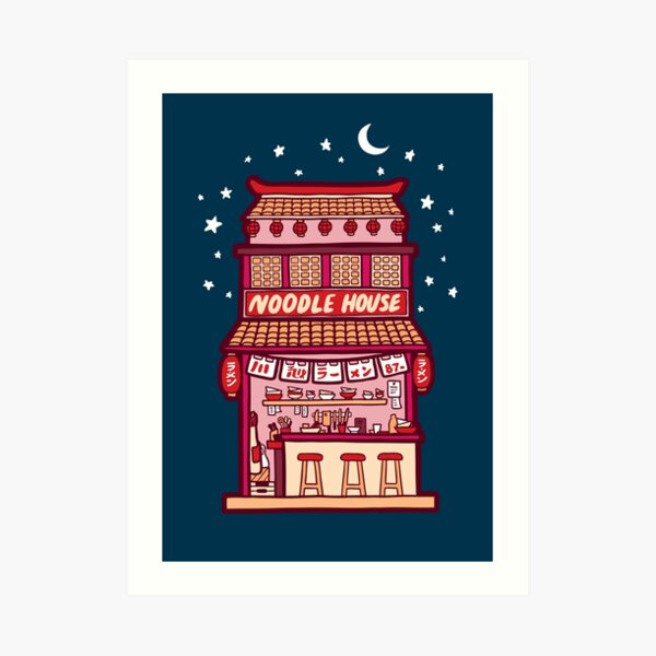 Noodle House at Night Art Print