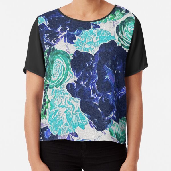 Bouquet in Blue - Floral Art - Flower Lovers Gift Chiffon Top