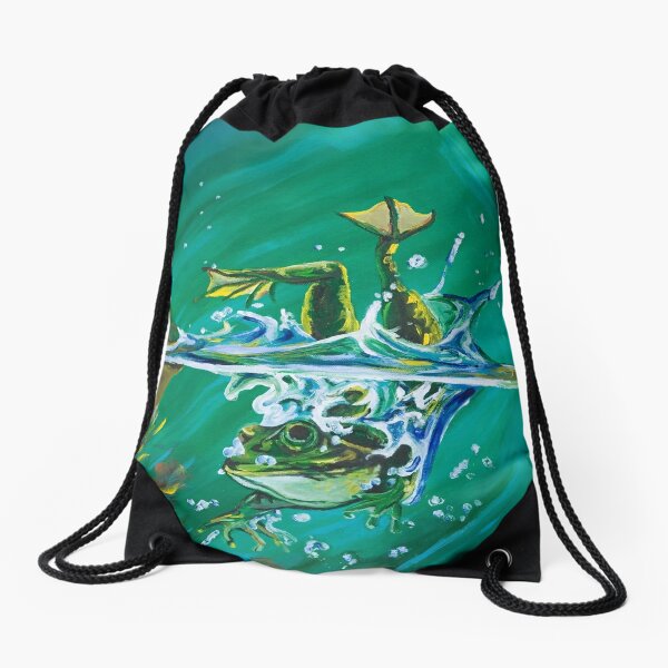 Frog Splash #2 Drawstring Bag