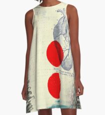 Herz 01 - moderne abstrakte Collage A-Linien Kleid