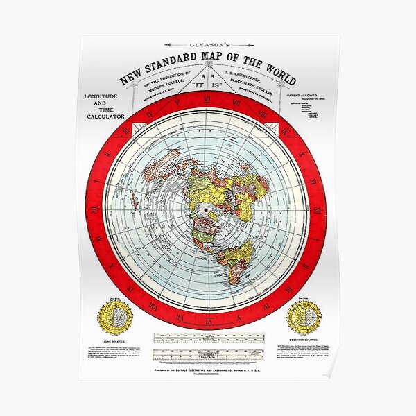 Alexander Gleason New Standard Map Of The World Flat Earth Poster