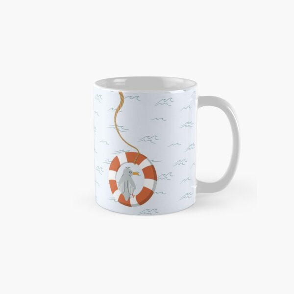 Funny seagull chilling in life buoy Classic Mug