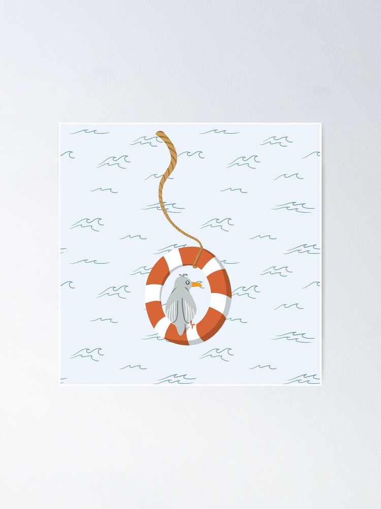 Alternate view of Funny seagull chilling in life buoy Poster