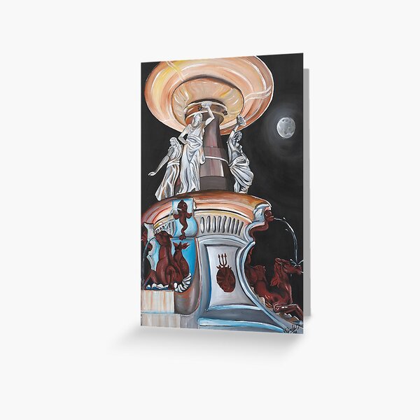 Moonlit Bendigo Fountain Greeting Card