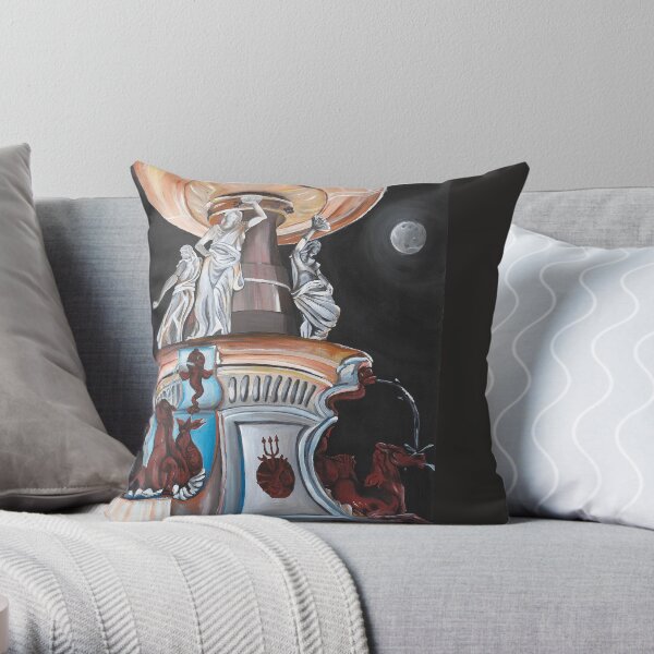 Moonlit Bendigo Fountain Throw Pillow