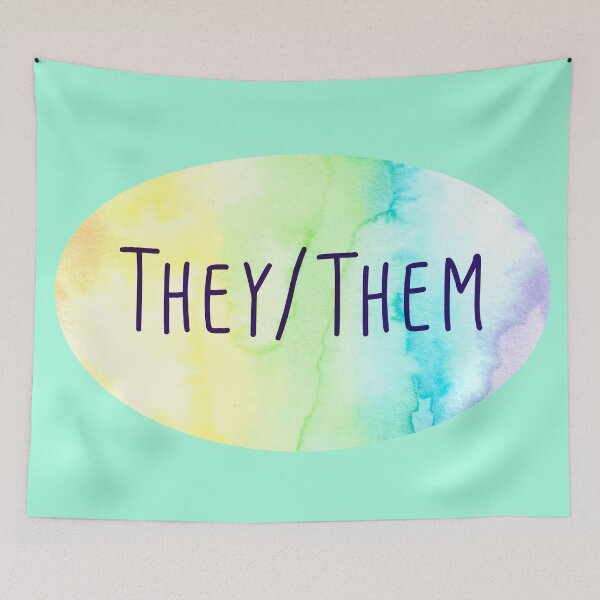 Item preview, They/Them Pronouns (Watercolor Rainbow) designed and sold by KelseyLovelle.