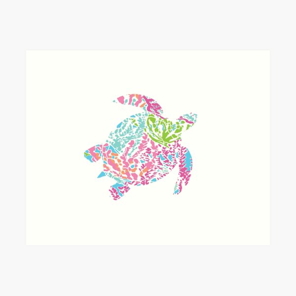 Lilly print sea turtle Art Print