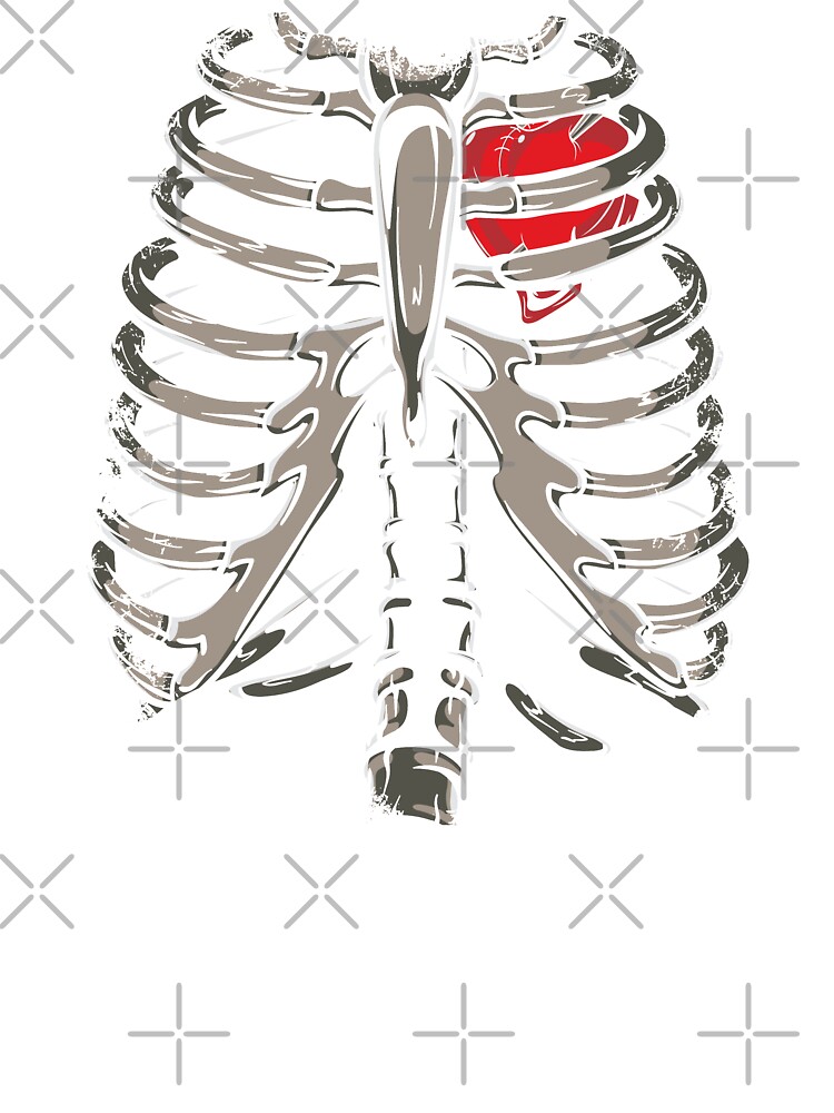 T-Shirt - SKELETON SHIRT  Halloween Costume Rib cage Anatomy T