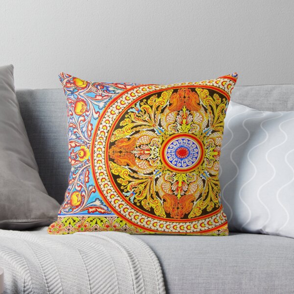 Buddhist Temple Painting Throw Pillow