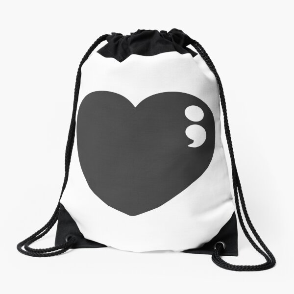 SEMICOLON IN HEART Drawstring Bag