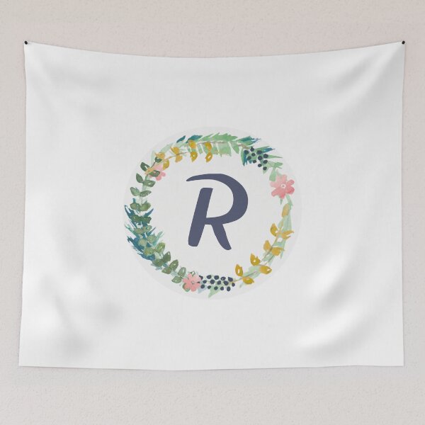 Item preview, R - letter monogram spring wreath designed and sold by GrasslandDesign.