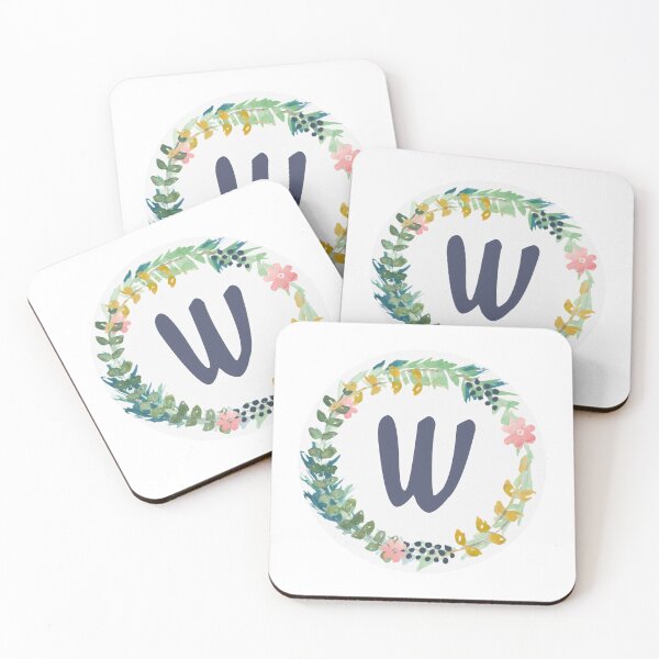 Item preview, W - letter monogram spring wreath designed and sold by GrasslandDesign.