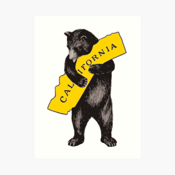Vintage California Bear Hug Illustration Art Print