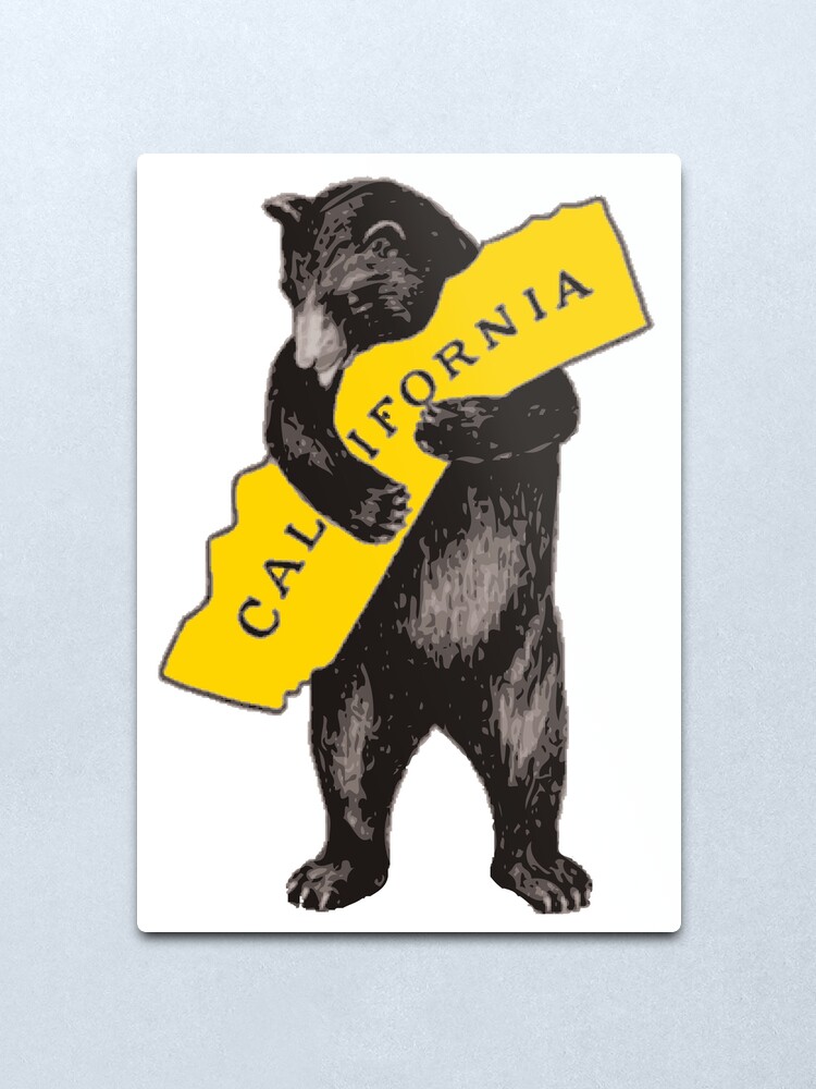 Alternate view of Vintage California Bear Hug Illustration Metal Print
