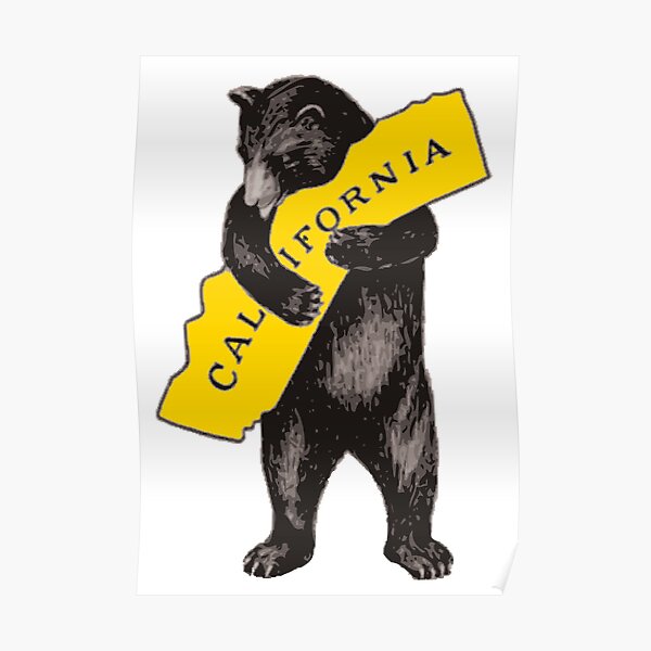 Vintage California Bear Hug Illustration Poster