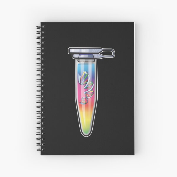 PCR qPCR - DNA floating in PCR Reaction Tube Vial amplified with a Rainbow Coloured Buffer Spiral Notebook