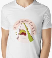 Cake Shark Just Wants Cake Men's V-Neck T-Shirt