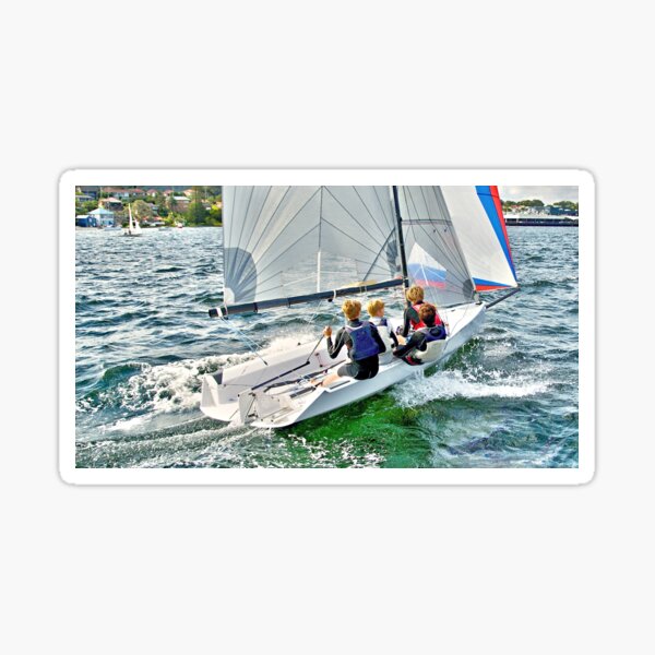 Water sport - Children sailing boats -Teamwork. Sticker