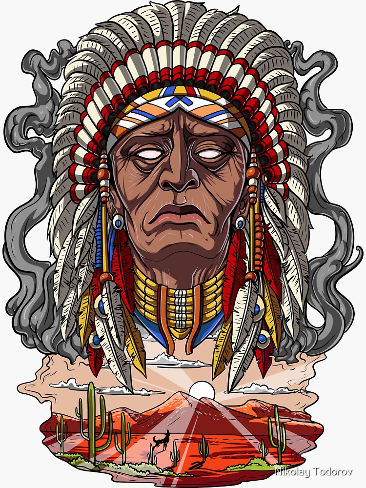 native-american-chief-sticker-by-underheaven-redbubble