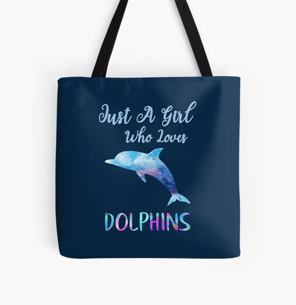 NUDECOR Canvas Tote Bag Blue Dolphin Love Taiwan Pink Save Dolph White Sea  Reusable Handbag Shoulder Grocery Shopping Bags