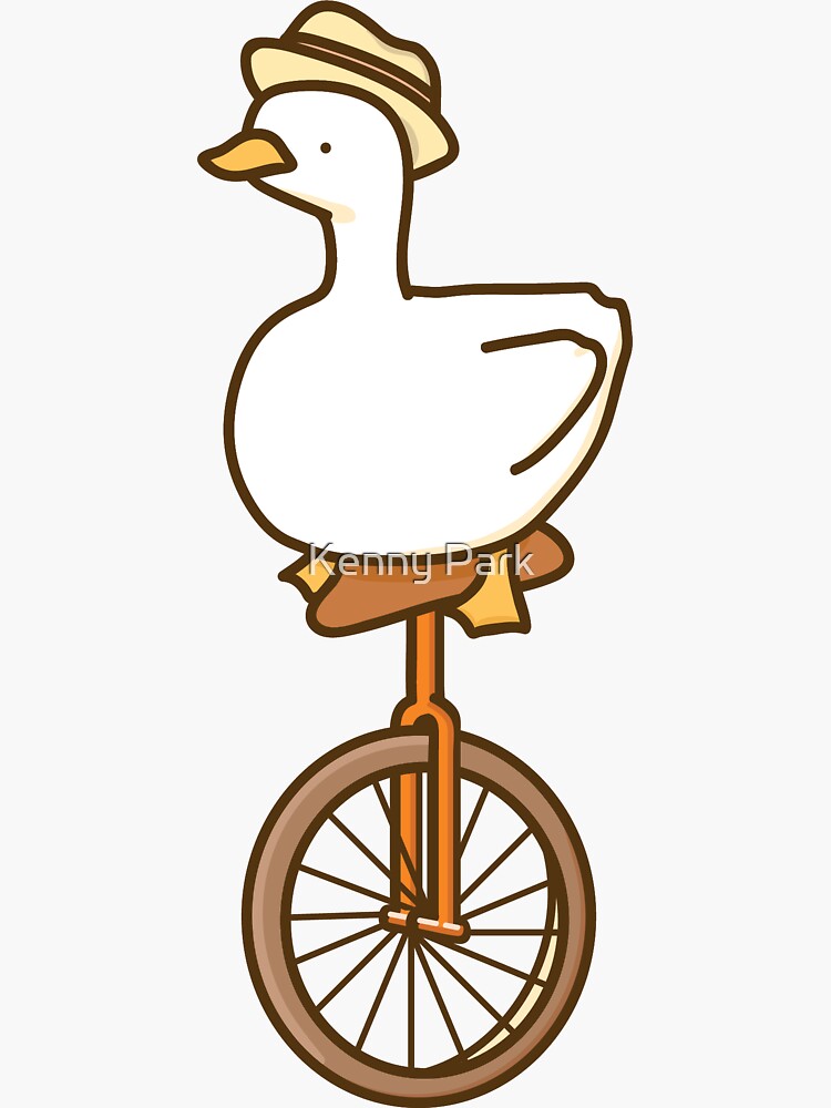 Thumbnail 3 of 3, Sticker, Unicycle Duck designed and sold by parkkennypark.