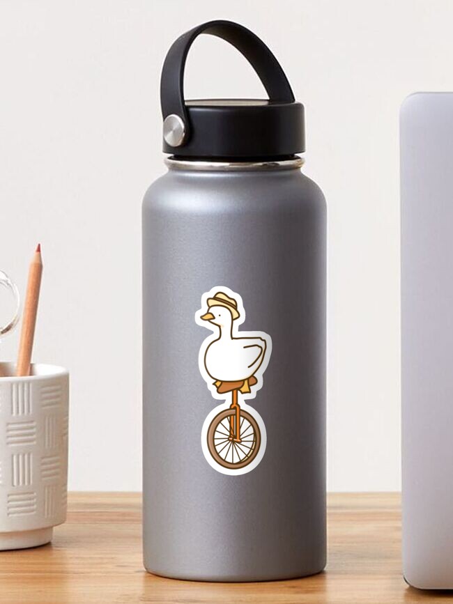 Thumbnail 1 of 3, Sticker, Unicycle Duck designed and sold by parkkennypark.