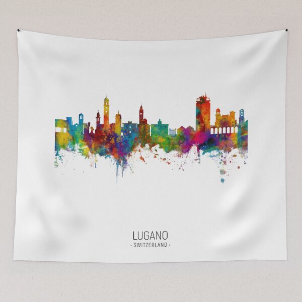 Item preview, Lugano Switzerland Skyline designed and sold by ArtPrints.