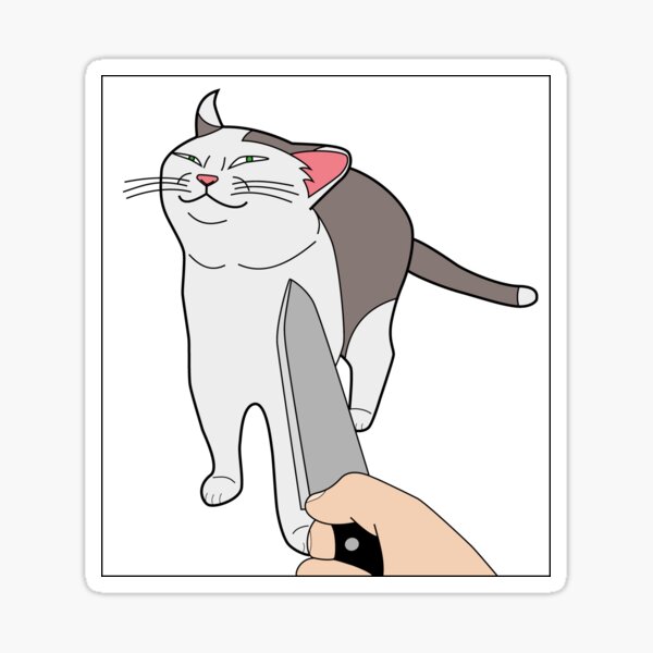 Pegatina «Cuchillo petulante gato meme» de TheRedCat Redbubble
