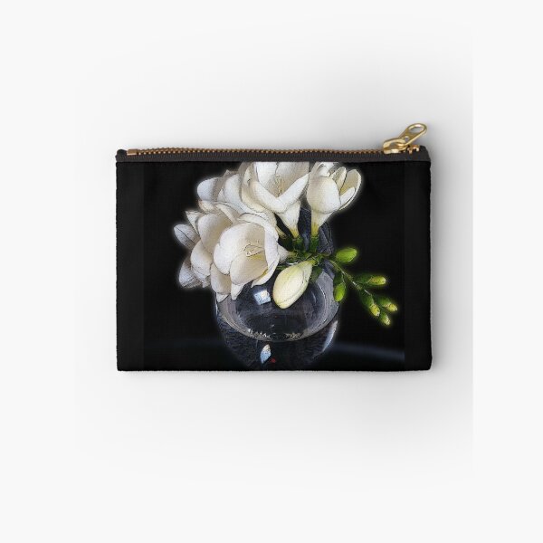 Item preview, white freesia in a glass designed and sold by feiermar.