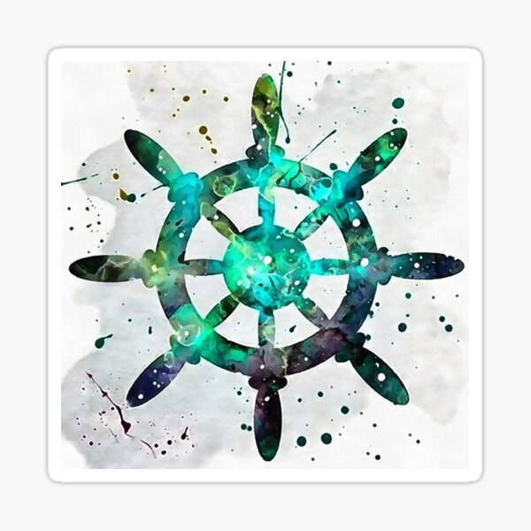 Item preview, The Captains Wheel In Blue Green Ocean Colors designed and sold by taiche.