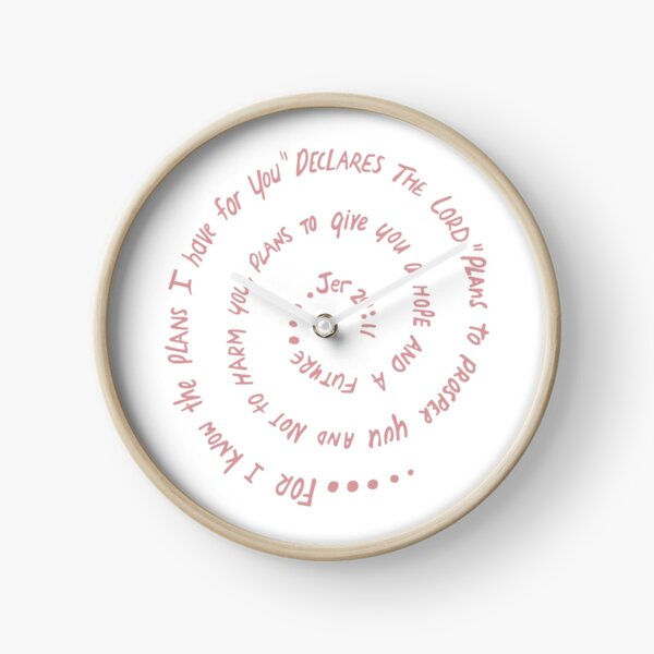 Hope in Christ Jeremiah 29:11 - printed in pink Clock