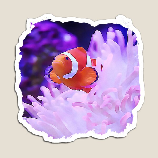 Item preview, clownfish in sea anemone fish watercolor painting designed and sold by nthdesign.