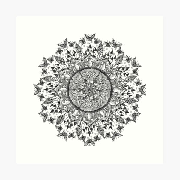Entangled Garden Mandala Art Print