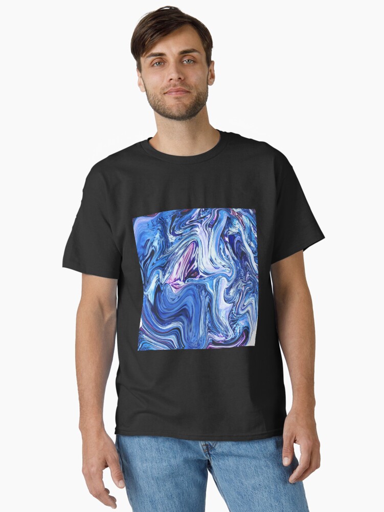 Thumbnail 2 of 7, Classic T-Shirt, Ocean Swirls - Blue Planet Abstract Modern Art designed and sold by OneDayArt.